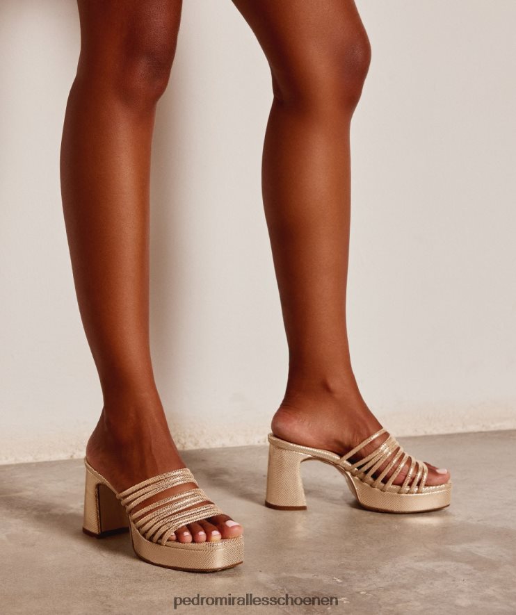 Sandalen met hak Pedro Miralles Barcelona serpiente metaal platino BV6H8F14