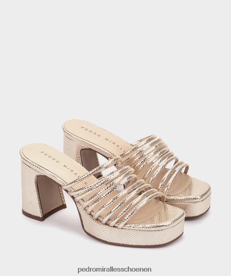 Sandalen met hak Pedro Miralles Barcelona serpiente metaal platino BV6H8F14