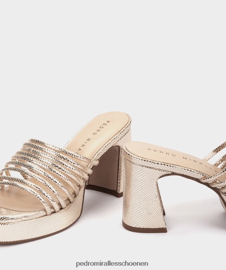 Sandalen met hak Pedro Miralles Barcelona serpiente metaal platino BV6H8F14