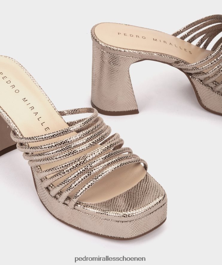 Sandalen met hak Pedro Miralles Barcelona serpiente metalen humo BV6H8F15