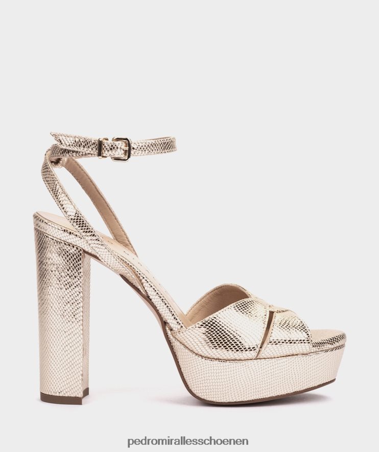 Sandalen met hak Pedro Miralles Gandia serpiente metaal platino BV6H8F21