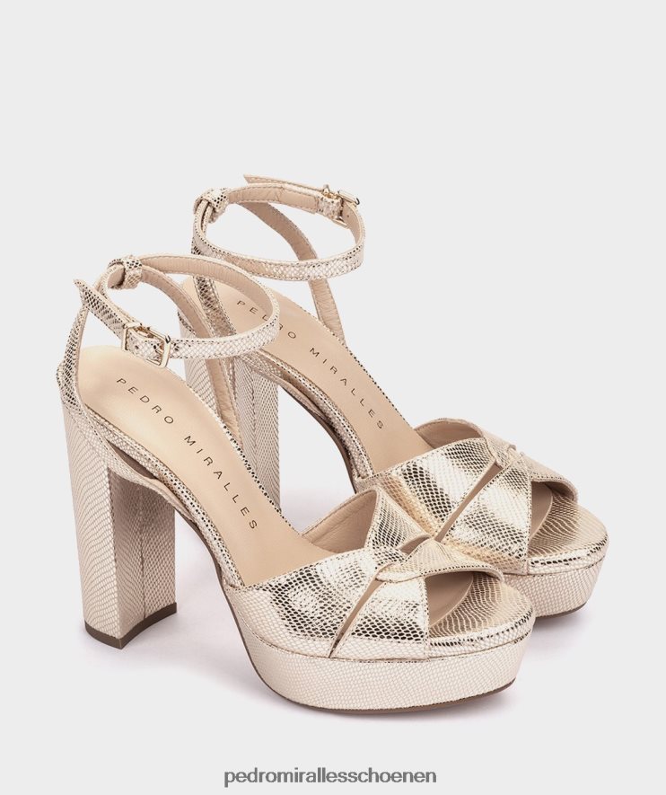 Sandalen met hak Pedro Miralles Gandia serpiente metaal platino BV6H8F21