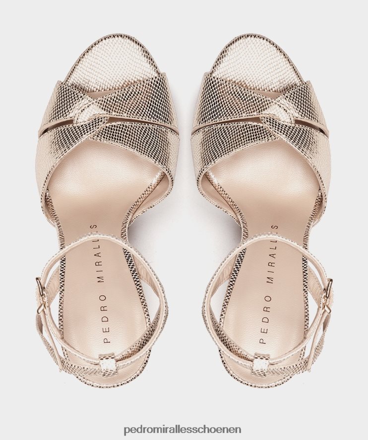 Sandalen met hak Pedro Miralles Gandia serpiente metaal platino BV6H8F21