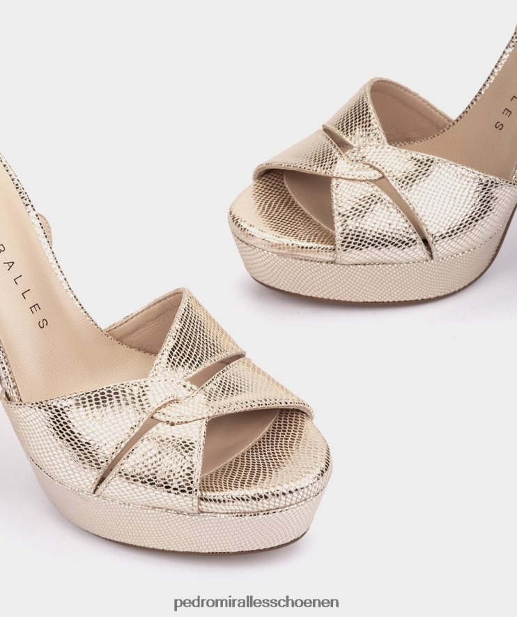 Sandalen met hak Pedro Miralles Gandia serpiente metaal platino BV6H8F21