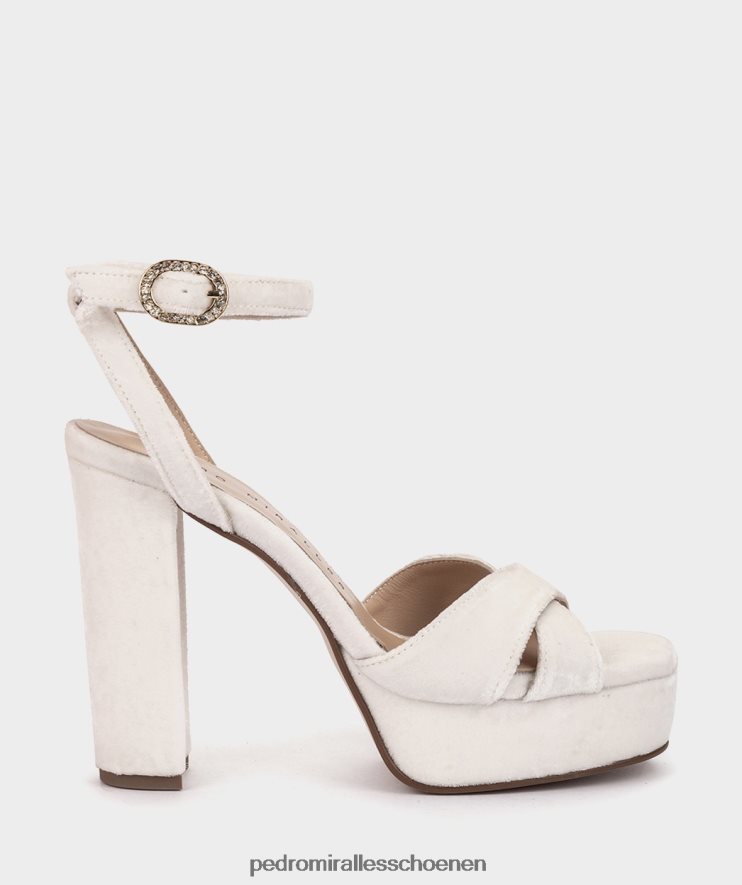 Sandalen met hak Pedro Miralles Montpellier fluwelen blanco BV6H8F42