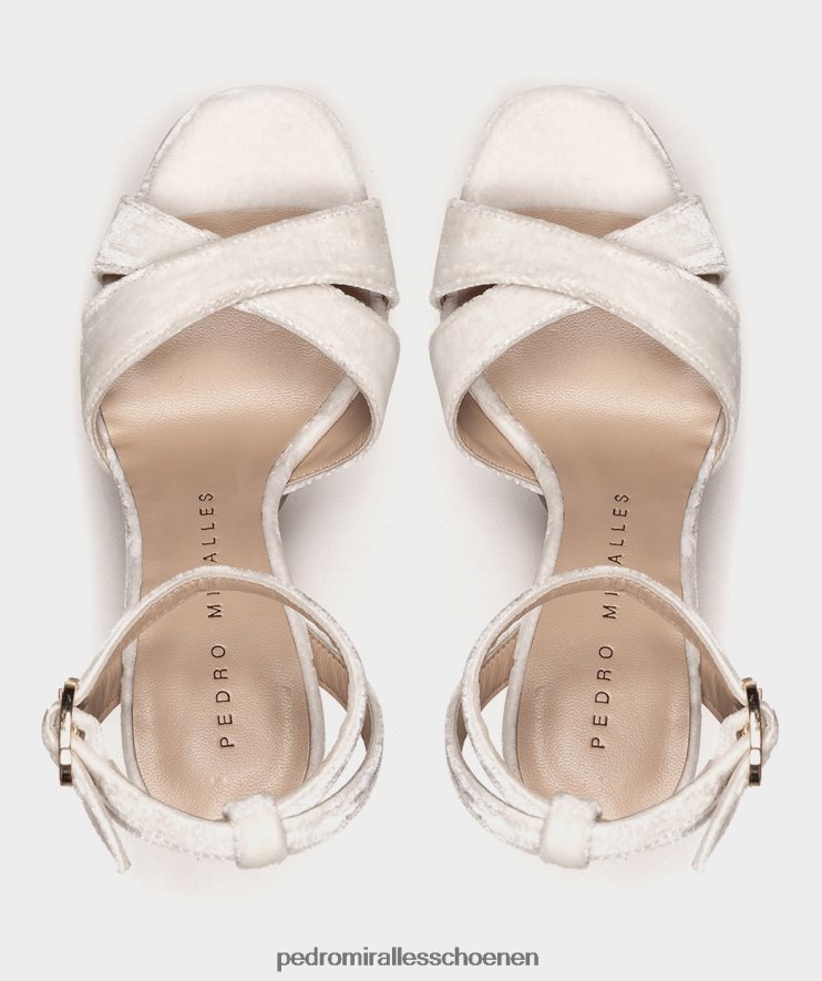 Sandalen met hak Pedro Miralles Montpellier fluwelen blanco BV6H8F42