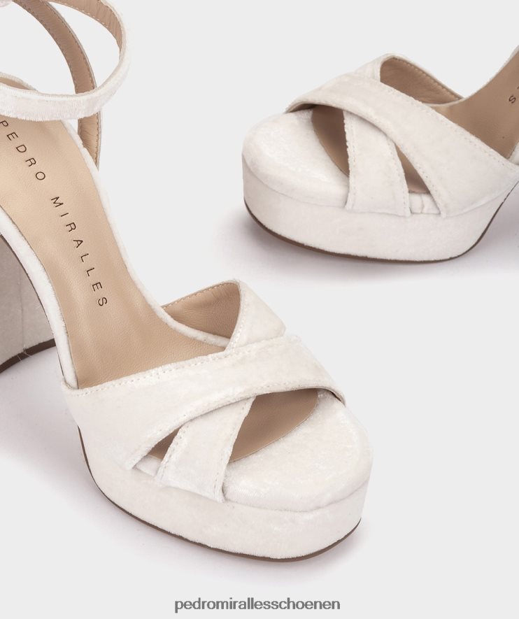 Sandalen met hak Pedro Miralles Montpellier fluwelen blanco BV6H8F42