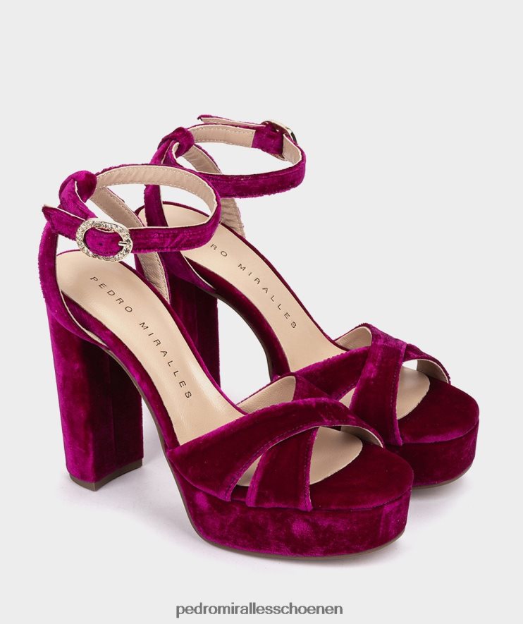 Sandalen met hak Pedro Miralles Montpellier fluwelen frambuesa BV6H8F43
