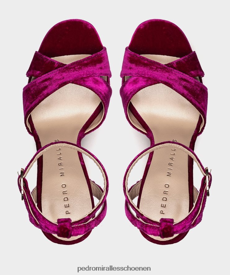 Sandalen met hak Pedro Miralles Montpellier fluwelen frambuesa BV6H8F43