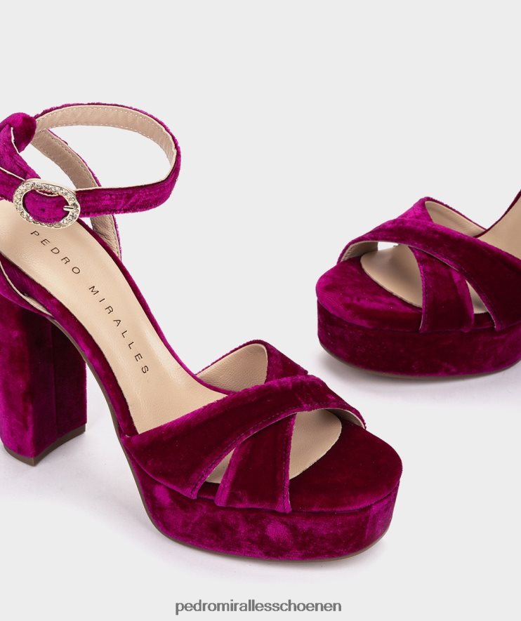 Sandalen met hak Pedro Miralles Montpellier fluwelen frambuesa BV6H8F43
