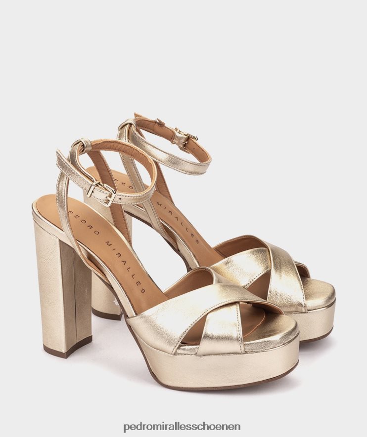 Sandalen met hak Pedro Miralles Montpellier napametaal platino BV6H8F16