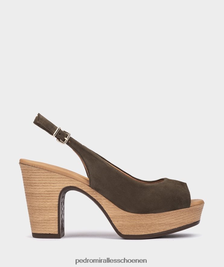 Sandalen met hak Pedro Miralles de valeta amalfi kaki BV6H8F92