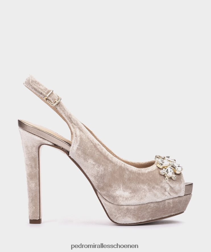 Sandalen met hak Pedro Miralles venecia fluweelbeige BV6H8F58