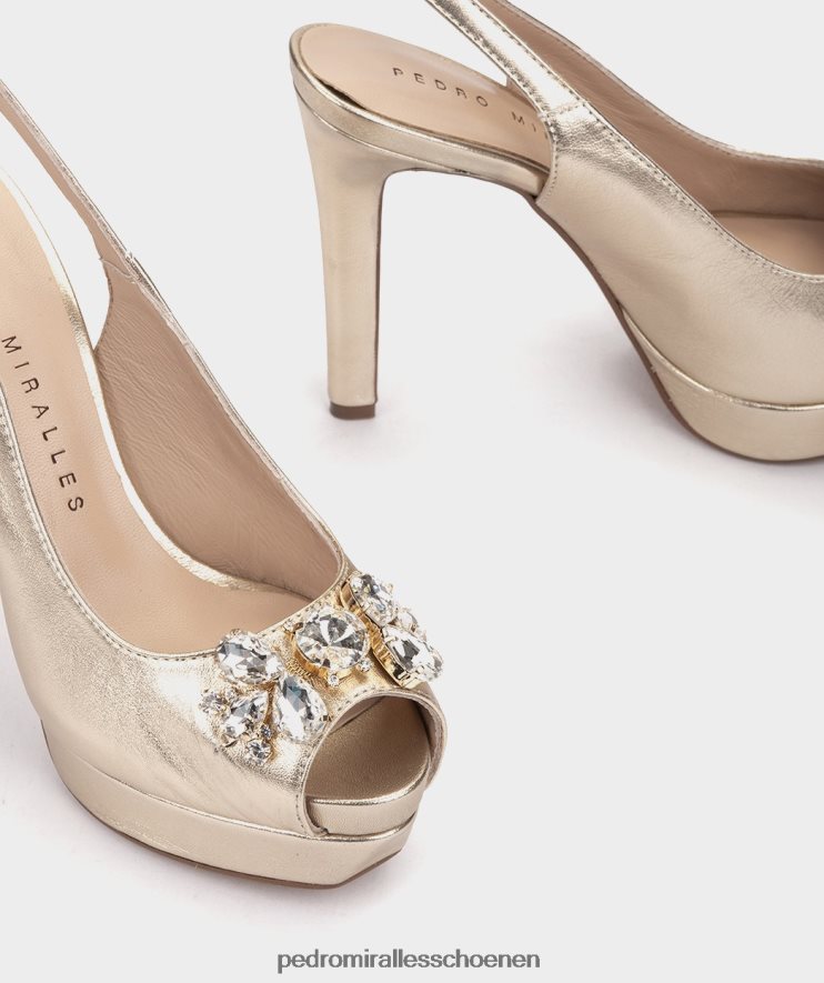 Sandalen met hak Pedro Miralles venecia napametaal platino BV6H8F59