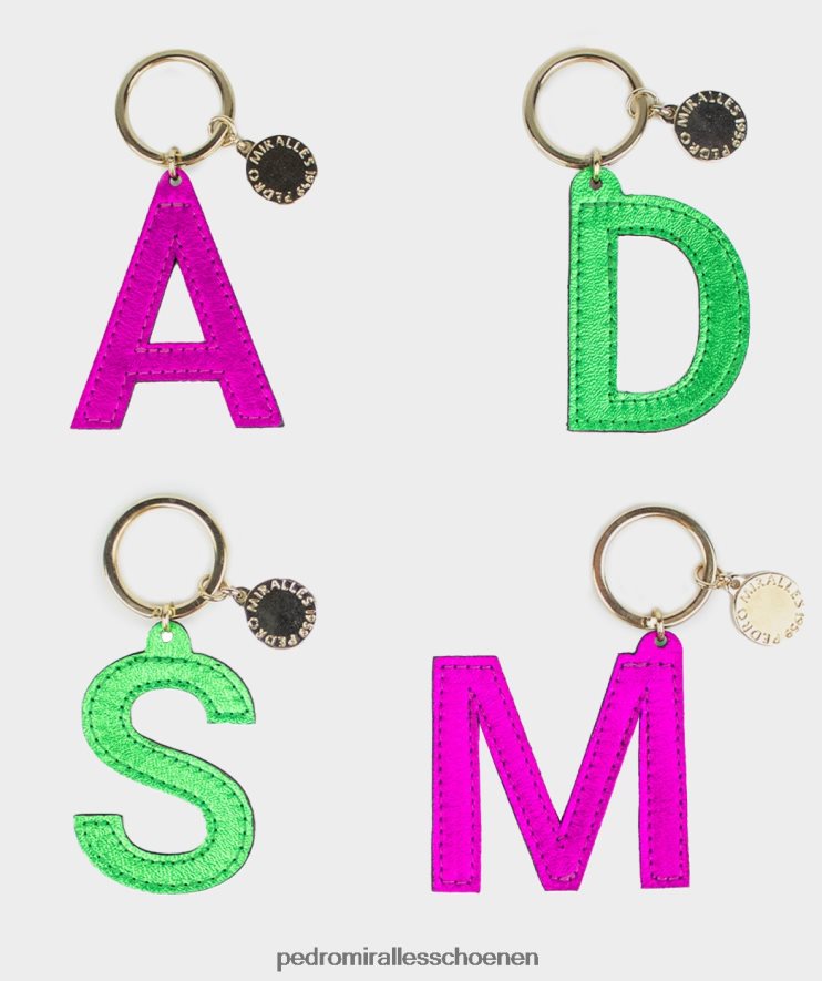 accessoires Pedro Miralles llavero initiaal van piel groen en fucsia napa-metaal keton BV6H8F572